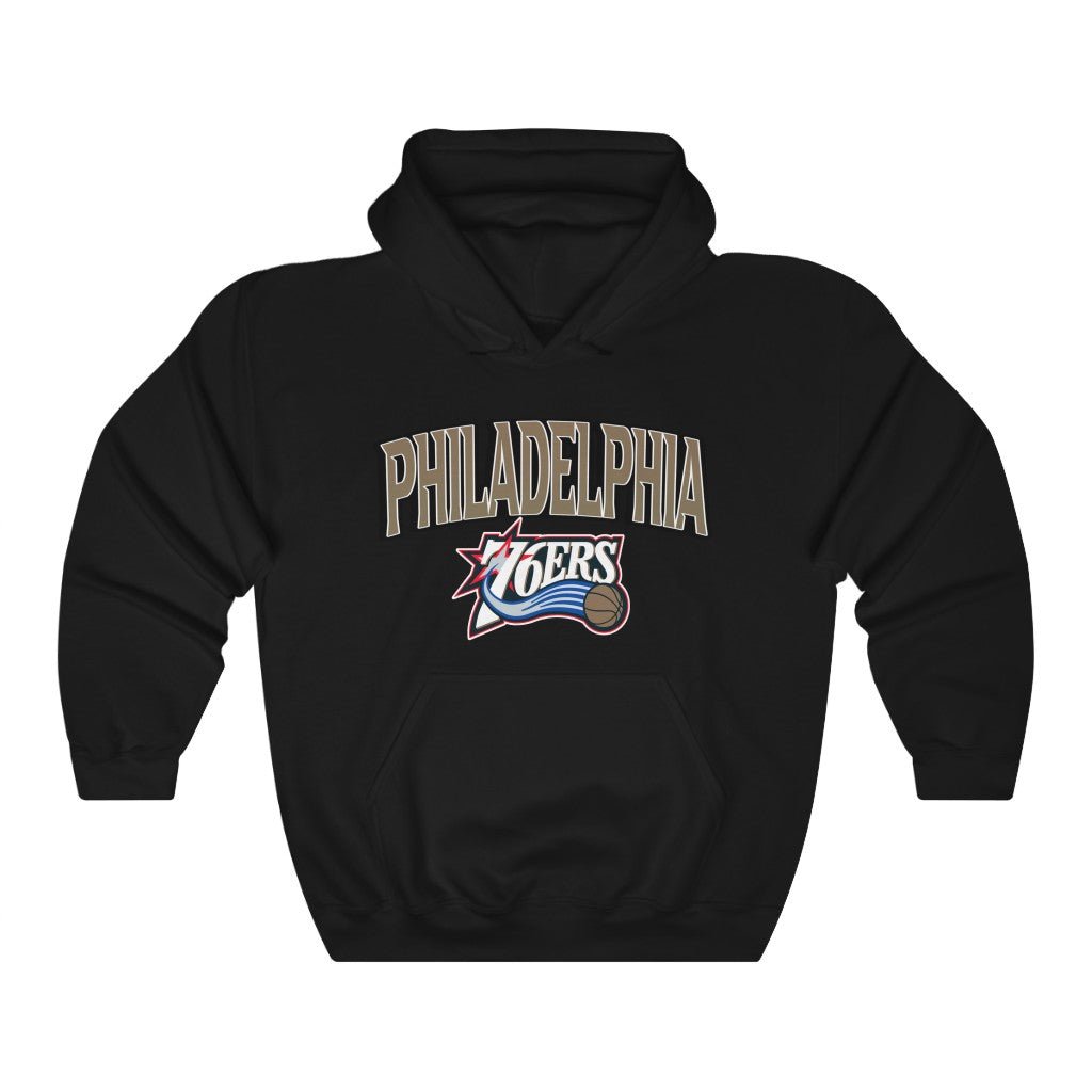 Printify Philadelphia 76ers Vintage 90's Heavyweight NBA Hoodie Black / 5XL